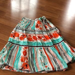 Pretty poppy and teal faux wrap dress anthro